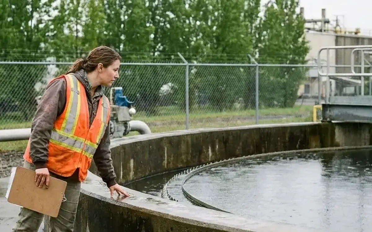A treatment basin and an environmental specialist