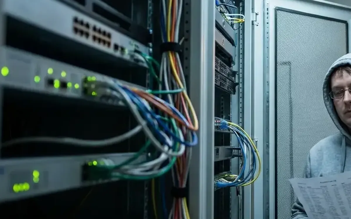 Server cabinets with network equipment